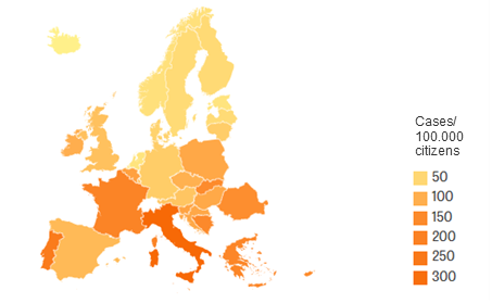 Amount of new infections with multiresistant bacteria 2015